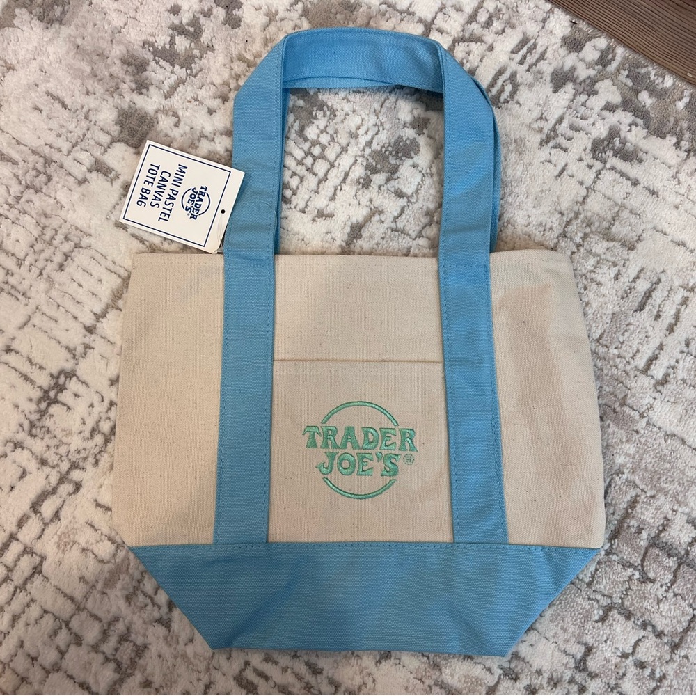 Trader Joe's Pastel Mini Canvas Tote Bags NWT 2026 LIMITED EDITION NWT blue